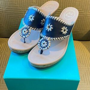 Jack Rogers Mirabella mid espadrille size 9.5 navy/platinum
